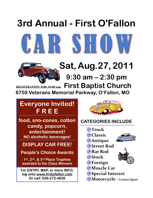 Flash+Flyer+O'Fallon+Missouri Car Show Registration | First Baptist Church of O'Fallon, Missouri